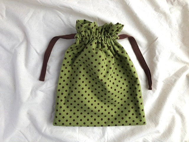 Green polka dots (small with pocket)